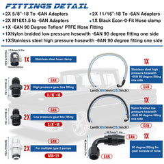 XDFDRF 6AN stainless braided pressure hose, high temp resistance for demanding drives.