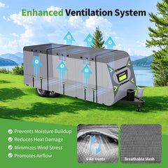 Ventilation system on Xenjum RV cover reducing interior moisture