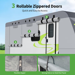 3 roll-up doors on Xenjum RV cover for quick interior access