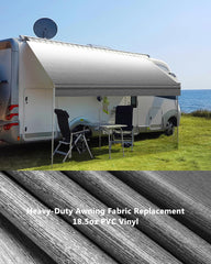 Xenjum RV awning fabric detail closeup highlights 4-layer vinyl for longevity.