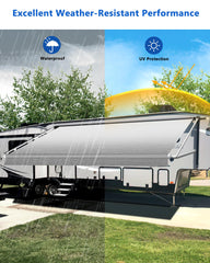 Xenjum RV awning fabric replacement kit with fabric, cord, and patch ready for quick install.