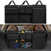 XHRING trunk organizer hanging design for Ford Bronco showing backseat attachment and accessible storage