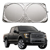 XHRING windshield sun shade on a Ford F-150 for precise fit and UV protection.