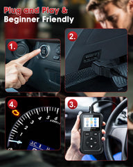 XIAUODO OBD2 scanner display — bright screen for clear readings in all lighting.