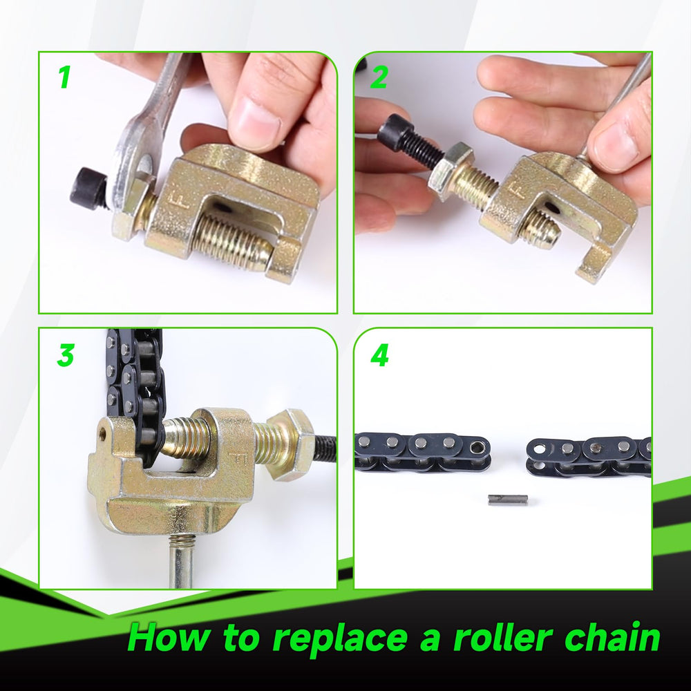 XIKOBY chain-breaker in use demonstrates precise breaking and length trimming.