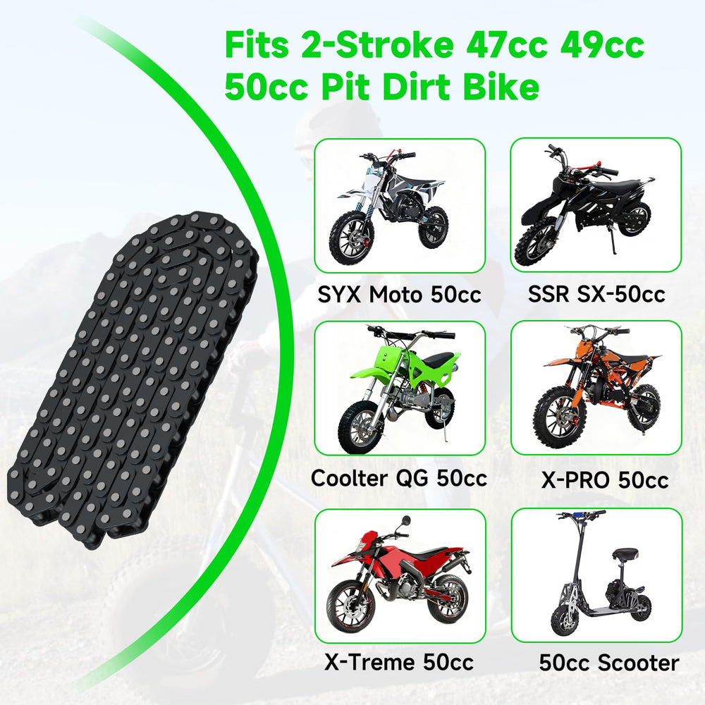 XIKOBY 116-link chain fits multiple 50cc models for flexible upgrades.