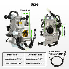 XIKOBY TRX350 carburetor kit air filter image highlights larger clean air capacity