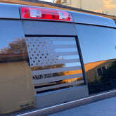 Xinghe American flag decal on Nissan Frontier back window for a bold look and privacy