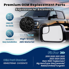 Xingsichuang Ram 1500 left mirror, black shell, weather-resistant design.