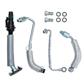 Xintre turbo oil return line kit for Chevy Cruze showing precise oil routing and fit