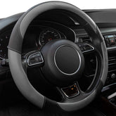 Xizopucy gray steering wheel cover on a 14-15 inch wheel for grip and style.