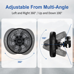 XOOL Clip Car Fan works with 12V/24V vehicles for broad compatibility.