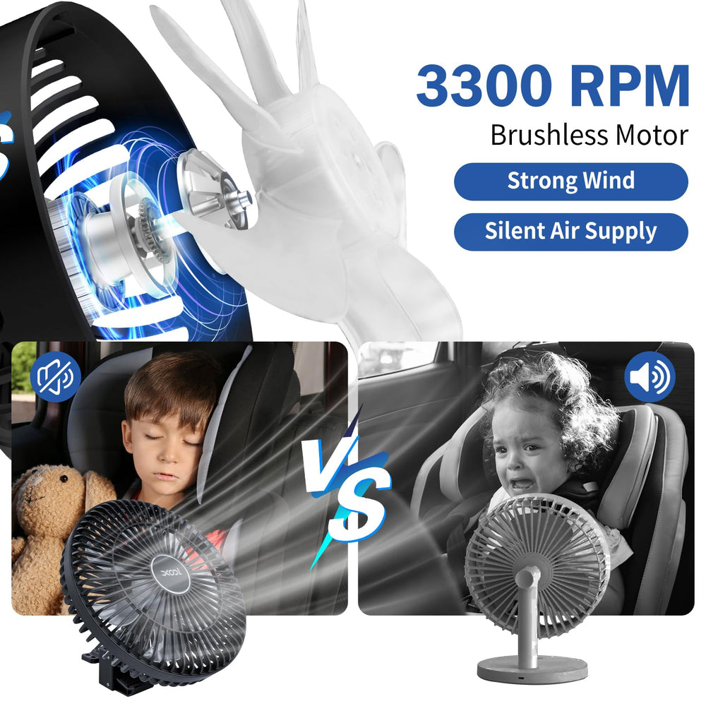 XOOL Clip Car Fan clip-on design for versatile mounting.