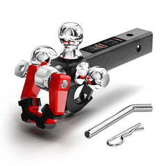 XPE trailer hitch tri-ball mount with hook enhances towing versatility for various trailers.