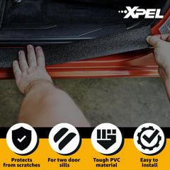 Close-up of embossed 23 mil XPEL film emphasizing durable protection