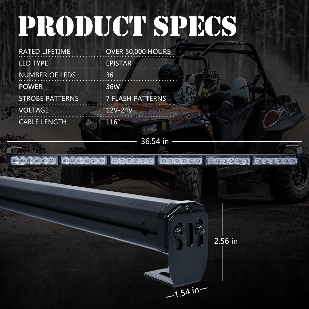 Xprite 36-inch rear LED bar includes 15 ft cable for flexible installation.