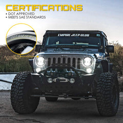Xprite 7-inch round headlights die-cast housing detail for durability.