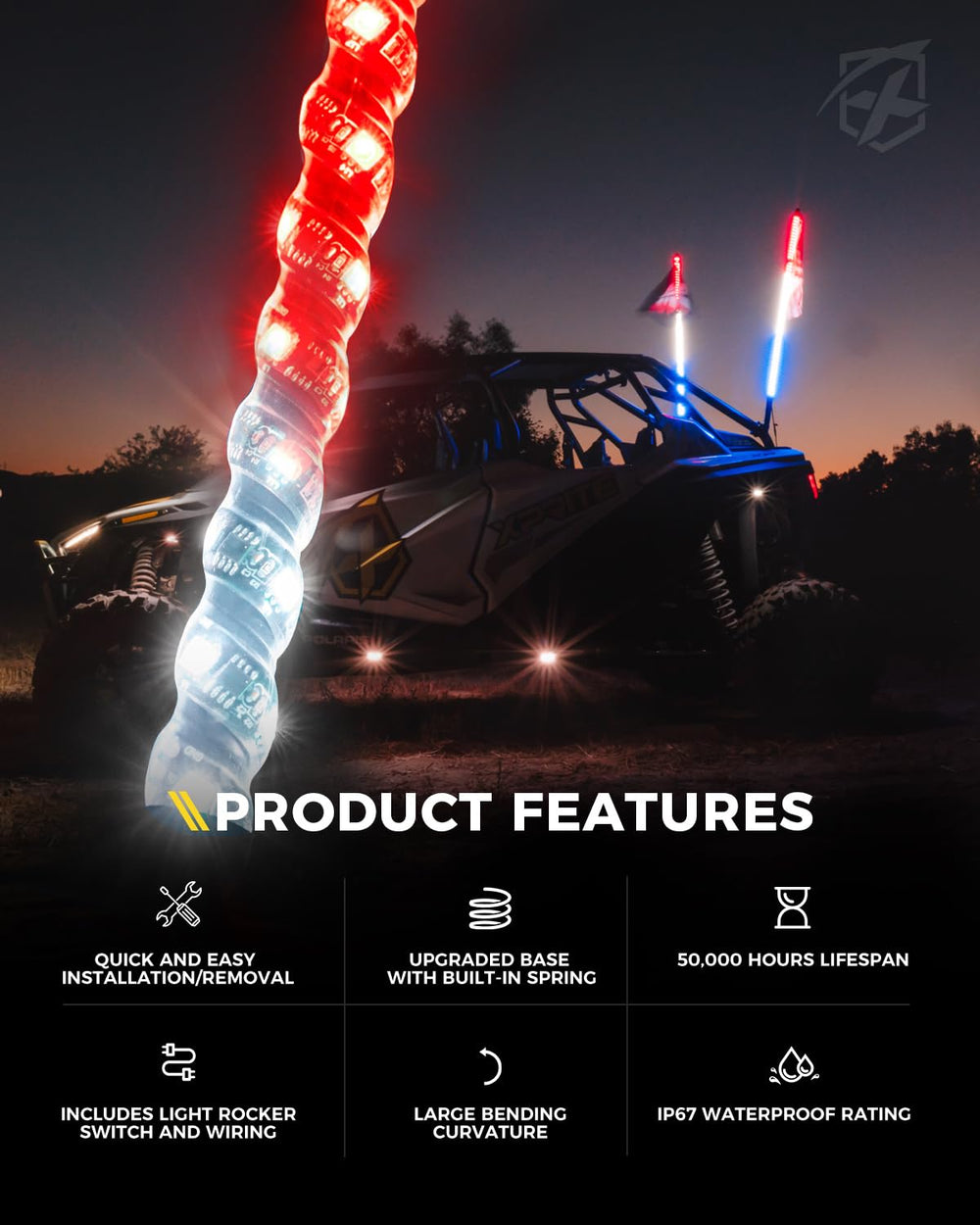 Xprite all-in-one package includes flags for quick setup and on-trail recognition.
