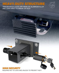 Xprite black aluminum hitch cover with a sleek finish protects the receiver.