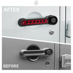 Xprite brushed aluminum rear door handle insert enhances rugged look and wear resistance.