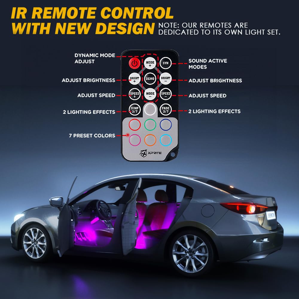 Xprite easy installation with adhesive and screws for a clean under-dash setup.