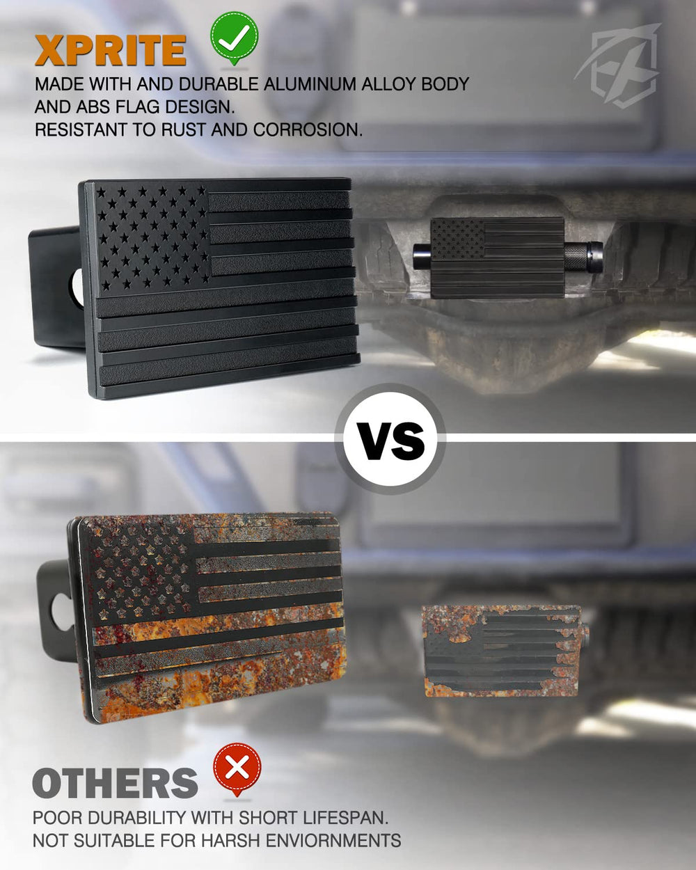 Xprite hitch pin lock system ensures secure, quick installation.
