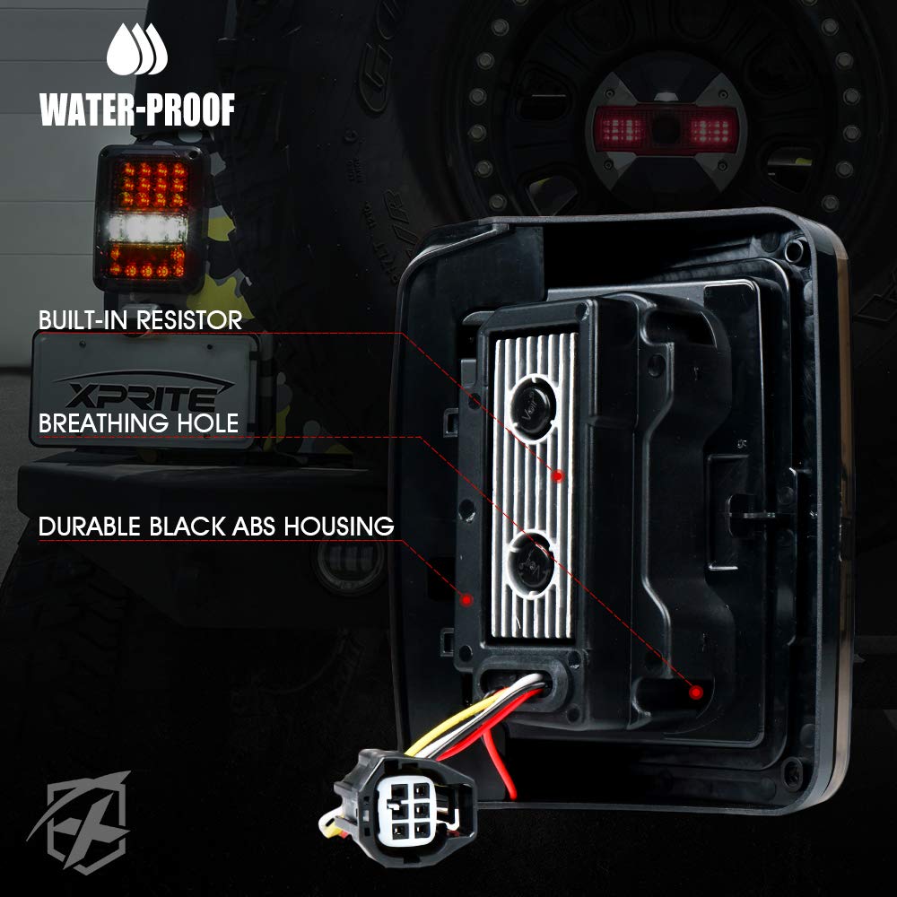 Xprite Jeep Wrangler tail light compatible with 2007-2018 US JK models