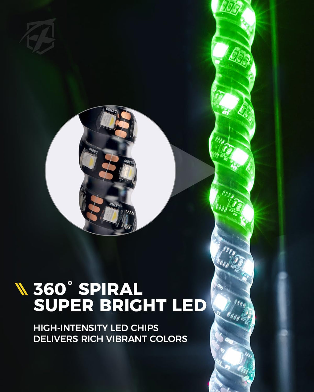Xprite LED whip with rocker switch offers easy control during night rides