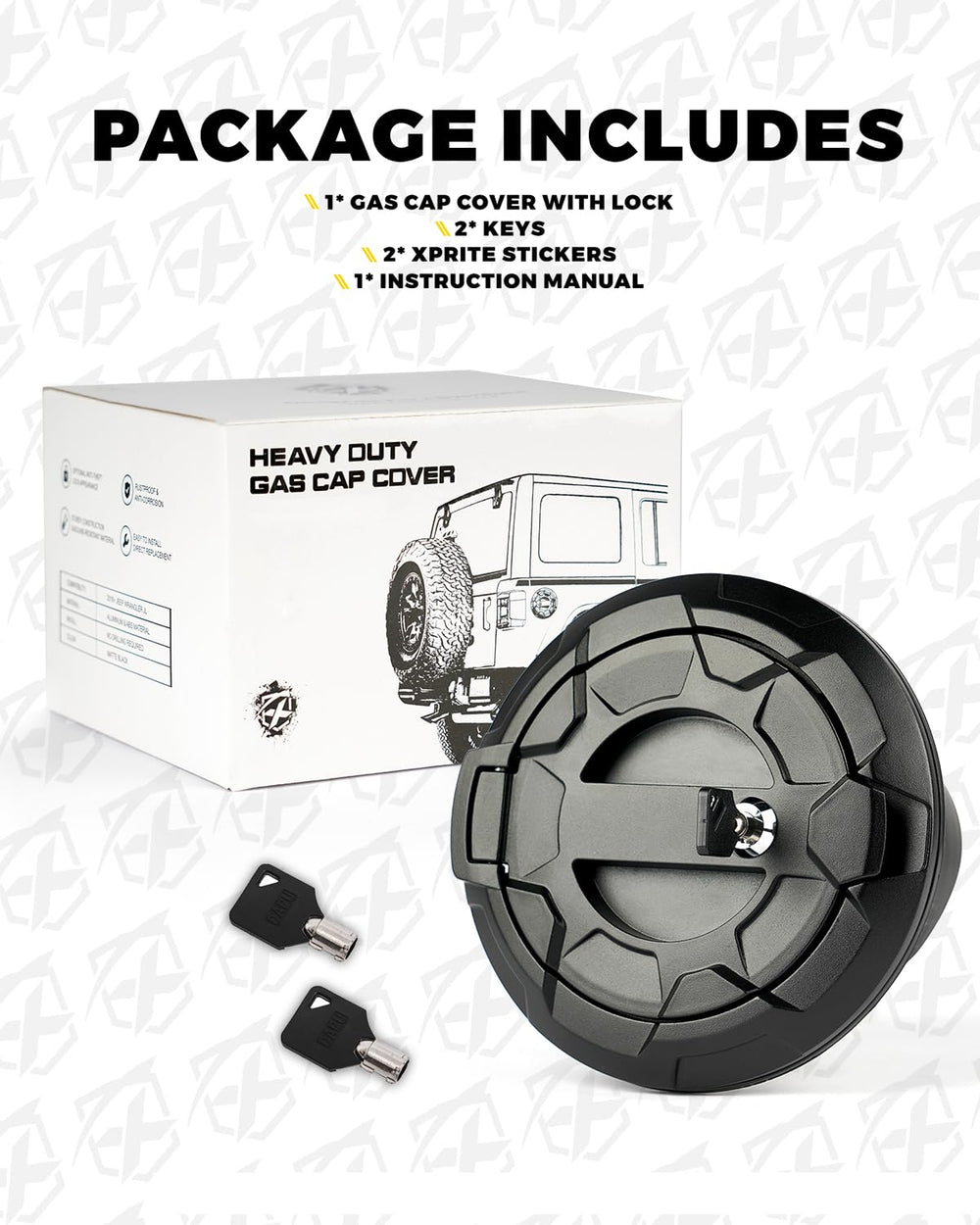 Xprite locking gas cap cover durable ABS construction for rugged use