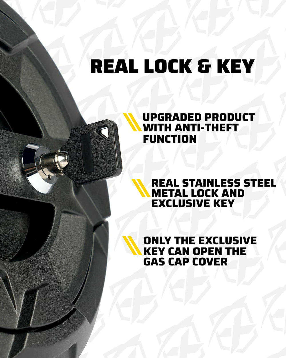 Xprite locking gas cap cover wheel pattern design for off-road style