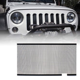 Xprite mesh insert for Jeep Wrangler front grille adds rugged style and extra protection.