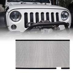 Xprite mesh insert for Jeep Wrangler front grille adds rugged style and extra protection.