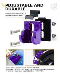 Xprite purple hood latches highlight durable aluminum construction.