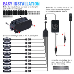 Xprite underbody lights include mounting hardware for simple installation.