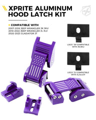 Xprite hood latches featuring U.S. flag emblem detail for rugged appeal.