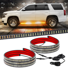 XRIDONSEN 2-piece 60-inch emergency strobe strip with amber and white LEDs for visibility.
