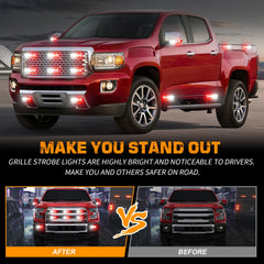 XRIDONSEN 32 LED emergency lights displaying red and white signaling for clear alert.