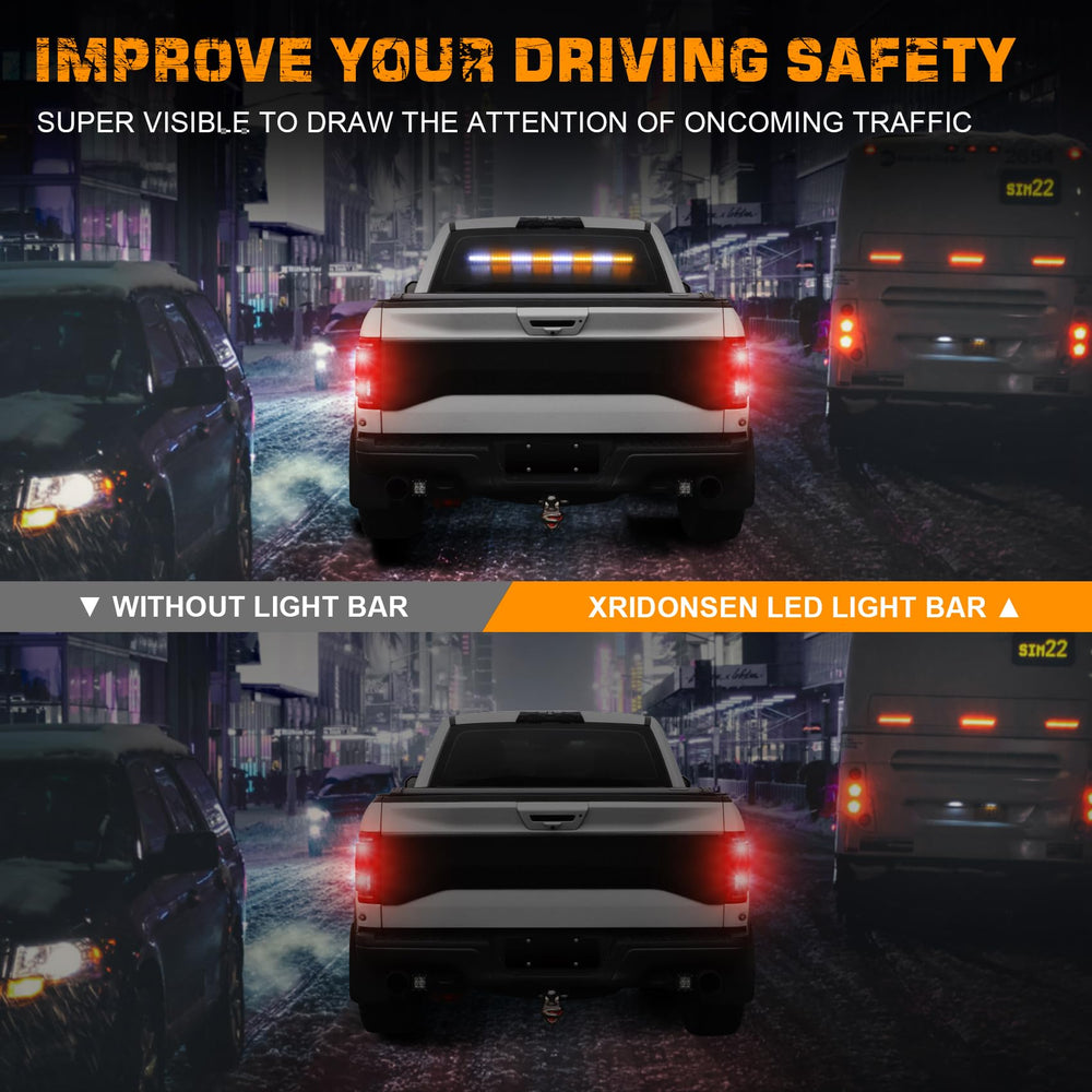 XRIDONSEN traffic advisor light bar side view showing rugged aluminum housing for durability