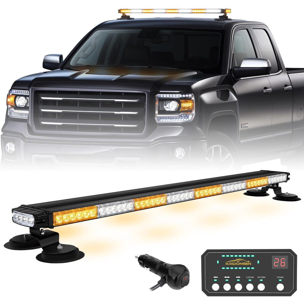 XRIDONSEN 37-inch roof strobe with amber and white LEDs for daytime visibility