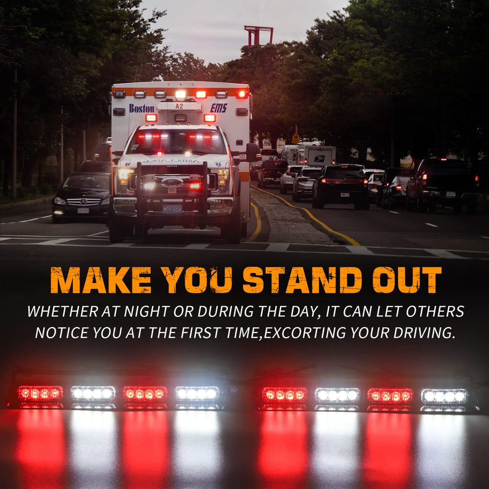 XRIDONSEN emergency dash lights rear view enhances warning presence on the back windshield.