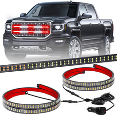 XRIDONSEN grill lights with 360 LEDs boost daytime and nighttime visibility for drivers.