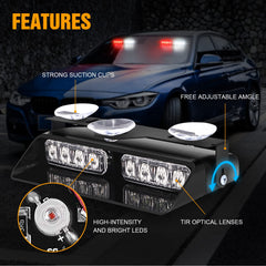 XRIDONSEN red-white emergency light with suction cups for quick mounting