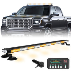 XRIDONSEN roof top strobe light bar emits amber and white beams for high visibility