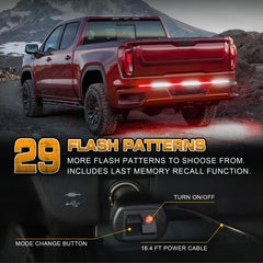 XRIDONSEN 12V memory function tailgate light strip with 29 flashing patterns