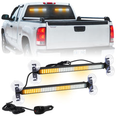 XRIDONSEN traffic advisor light bar front view with amber and white LEDs for day and night visibility