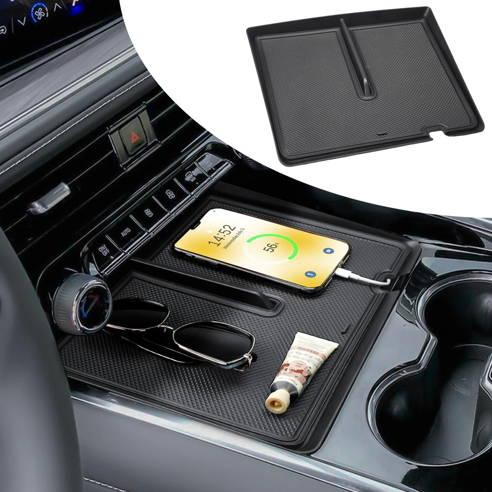 X-TKER front center console organizer fits Suburban and Tahoe for tidier interiors