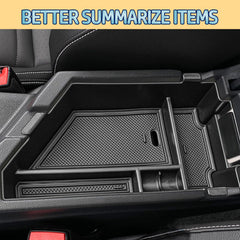 X-TKER Jetta removable rubber mat compartment reduces items shifting while driving.