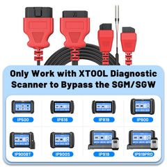 XTOOL 12+8 adapter connects to OBD2 cable for full diagnostics with your scanner.