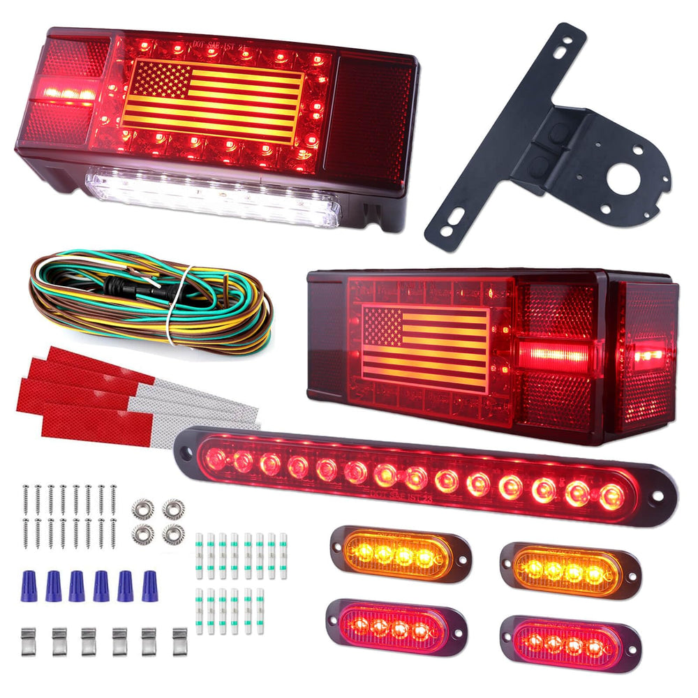 XtraGlow American Flag rectangle tail light enhances trailer visibility at night