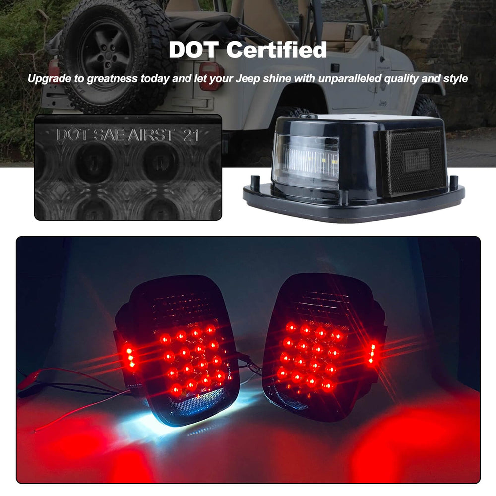 XtraGlow smoked square rear light right side enhances visibility and style for Wranglers.